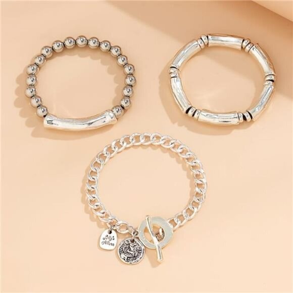 3pcs Boho Layered Beaded Bracelets Set for Women Dainty Stretch - Picture 4 of 5